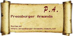Pressburger Armanda névjegykártya
